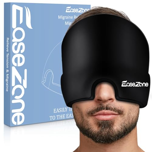 EaseZone Migräne Maske kühlend Migräne Mütze Kühlmaske Kühlmütze gegen Migräne gegen Kopfschmerzen Haube Kühlhaube Migräne Relief Cap, gegen Sinusitis, trockenen Auges