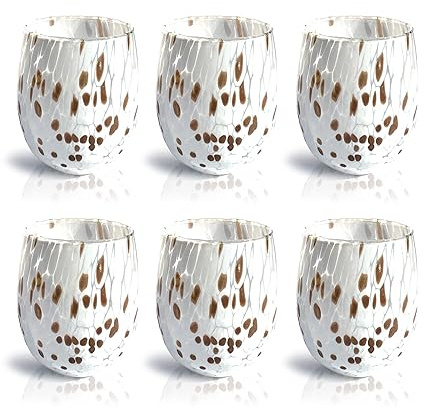 MAZZEGA ART & DESIGN - 6 verres à eau aventurine en verre soufflé et travaillés à la main - Personnalisable - Les couleurs de Murano - Fabriqué en Italie