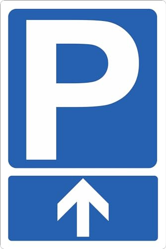 M-ITALY CARTELLO SEGNALETICO - Parcheggio con Freccia Avanti - Adesivo Extra Resistente, Pannello in Forex, Pannello In Alluminio (30x42 cm, Plastica)
