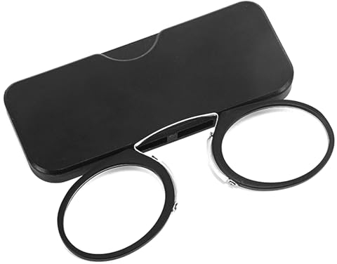 Wisebom Lesebrille für Herren und Damen, Kompakte leichte randlose Brillen mit Mini Nasenclip, Lesebrille 2.0 Dioptrien (Schwarz)