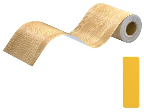 Lifuncren Ruban Adhésif Papier 10 cm x 5 m Bois Imperméable, Adhésif pour Meubles Bois, Réparation Sols, Portes, Plinthe (Teck jaune)