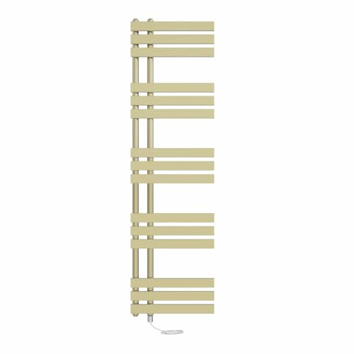 NRG Designer Prefilled Electric Heated Towel Rail Radiator Manual Bathroom Ladder Warmer Brushed Brass 1600x450mm - 800Watt