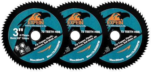 EXFEIN 75mm HSS Circular Cutting Disc 3pcs, High-Speed Steel Disc for Cutting Soft Metal Copper Aluminum Wood Plastic Diamond Disc