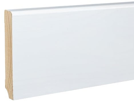 PROVISTON Lot de 5 plinthes en bois massif - 19 x 100 x 2500 mm - Blanc - À coller, clipser, vis et clouer - 12,5 m