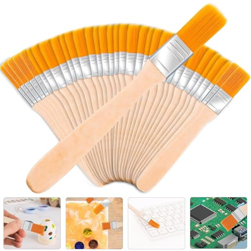 Dawumin Pinsel, 40 Stück Pinselset Klein, 1,4cm Flachpinsel, Malerpinsel für Borstenpinsel Farben Kunst Malerbedarf Lacke Malerei von Wänden Lackierpinsel Pinsel Lack Fensterpinsel