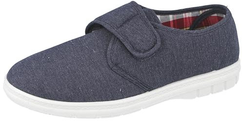 Charles Southwell Mens Extra Wide Fit Touch Close Canvas Shoes (Navy Strap, UK Footwear Size System, Adult, Men, Numeric, XX-Wide, 9)