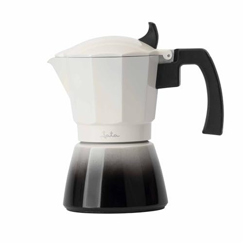 Jata Hogar HCAF2403 Cafetière italienne à induction, en aluminium, 3 tasses de capacité, convient pour induction, vitrocéramique et cuisines à gaz. Manche thermorésistant. Facile à nettoyer