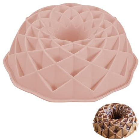 gvivej Stampo in Silicone per Torte, 23 cm Teglia per ciambellone in Silicone, Stampo per la Preparazione Della Torta Mousse di Pane, Rosa