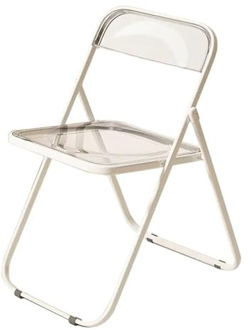 Moderne transparente Acryl-Klappstühle für Veranstaltungen, Büro, Hochzeit, Party, Küche, stapelbar und faltbar (weißer Rahmen)