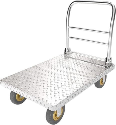 MYVVKIA Plattform-Sackkarre Klappbarer Plattformwagen Stahlchassis und Griff Beweglicher Schubsack für Lagerkeller Rollender Pritschenwagen Einfacher Transport Schubkarre für,Red