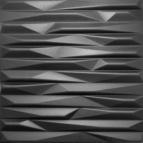 Deccart - Panneaux Muraux 50x50 cm Polystyrène XPS, Noir, 48 pièce,