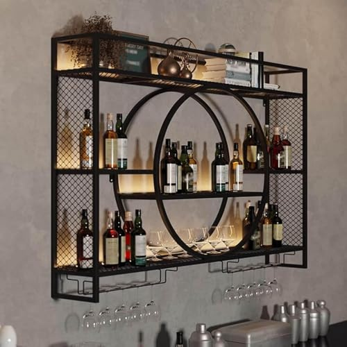 Porte Bouteille Muraux Industriels Casier à Vin,Présentoir Mural Moderne En Métal Pour Vin PréSentoir à Vin Mural Casier à Vin Mural En MéTal Moderne Étagère À Vin En Fer(Size:100cm,Color:Noir)