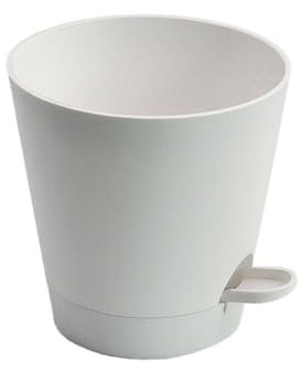 Macetero grande exterior redondo de cerámica con agujero de riego maceta automática de absorción de agua maceta para todas las habitaciones plantas terraza/451 maceta de terracota con (blanco, talla