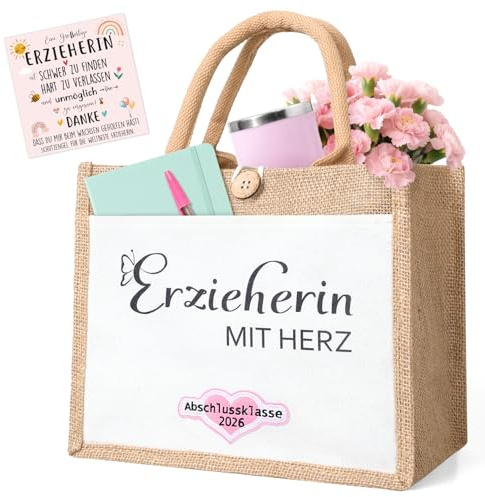iZoeL Jutetasche Erzieherin Lehrerin Dankeschön Geschenk mit Geschenkbox | Jutetasche, Dankeschön Geschenk , Erzieherin, Lehrerin, Grußkarte ,Geschenkbox, Abschiedsgeschenk