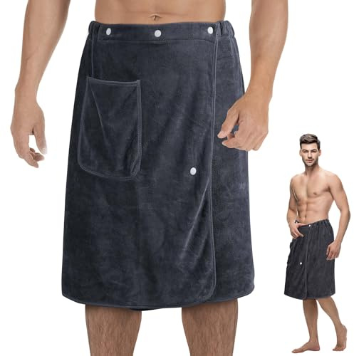 Zouway Kilt da sauna, con elastico in vita, asciugamano da sauna in microfibra di cotone, da uomo, 60 x 150 cm