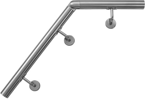 Handlauf aus Edelstahl mit Winkel 50 cm Gelenkverbinder Rohrverbinder Treppengeländer Geländer für Treppe 4,2 cm Wandhandlauf Wand Treppe V2Aox