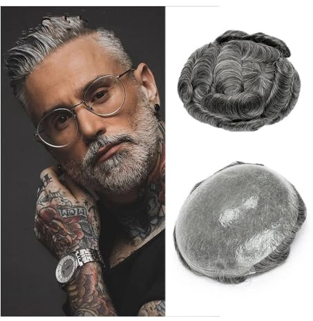Parrucca, Parrucchino for capelli umani Pelle sottile Pu Parrucca maschile Protesi for capelli Parrucchino for uomo Sistema di sostituzione dei capelli europeo Pezzi di capelli Remy,Capelli toupet(Me