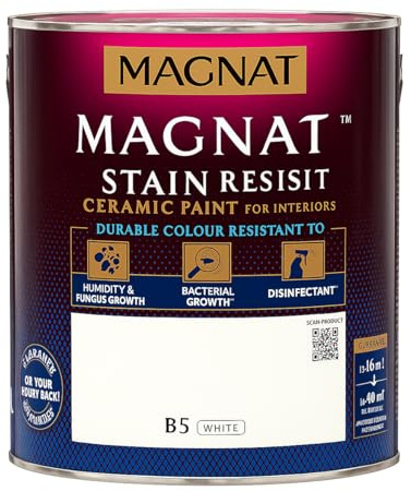 TRANS - PAL Ceramic Kitchen & Bathroom Paint – 2.5L (Covers 30–40 m²) | Moisture-Resistant, Anti-Mould, Scrubbable, Stain-Resistant | Vivid Colour, Hydrophobic Finish for Wet Rooms (White)