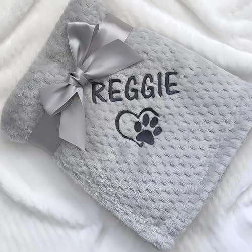 MEIEG Personalisierte Bestickte Namensdecke Für Haustiere, Maßgeschneiderte Fleece-Decke Für Hunde Und Katzen, Bettdecke Für Kleine/mittelgroße Haustiere(70 * 100cm)