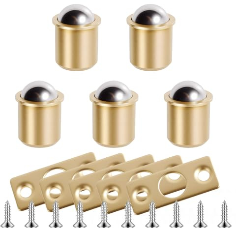 FOCMKEAS 5 Pcs Brass Ball Catch Latch 12.5x14mm Ball Plunger Bronze Brass Roller Catch Cabinet Latch for Furniture Locking Like Cabinets, Wardrobes & Room Door Latch