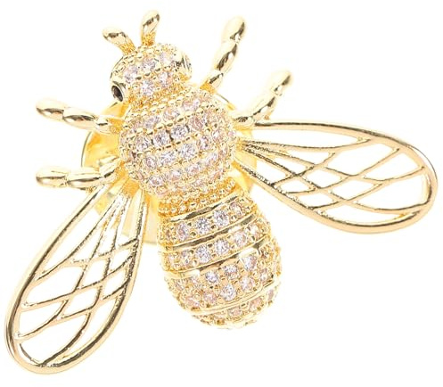 RORPOIR Broche Abeille Délicate En Cuivre Micro-serti Zircon, Accessoire Mode Femme, Pour Robes Et Vestes, Bijou Léger Et Estival, Finition Dorée, Petite Taille Élégante