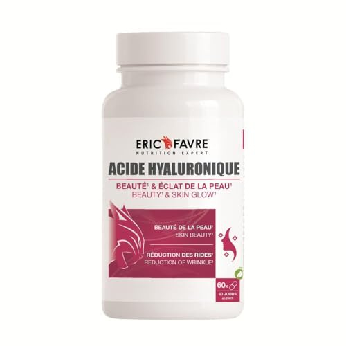 Hyaluronsäure – 60 pflanzliche Kapseln – Feuchtigkeit & Elastizität der Haut – Anti-Falten – Glanz & Volumen – stark anpassbar – Kur 2 Monate Eric Favre