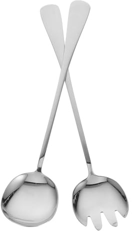 DIYEAH Stainless Steel Large Serving Spoon and Buffet Fork Ergonomic Grip Lightweight Flatware Utensils for Kitchen Cooking and Picnic Use