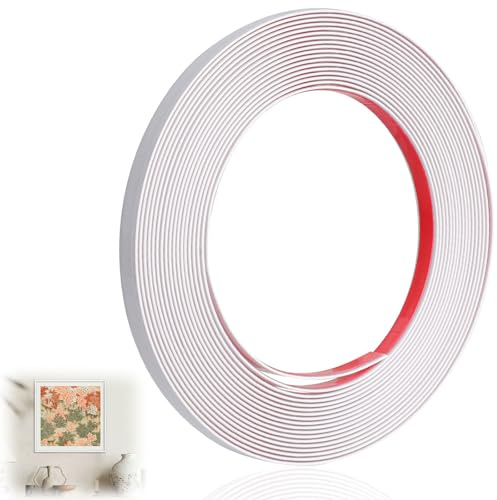 7M Moulure Adhesive Blanc Baguette de Finition PVC (1cm Large) | Moulure Décorative Adhesive pour Cadres de Miroir, Chant, Murs Meuble, Placard