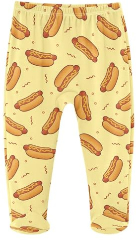 JHKKU Hot Dog Baby Boys Footed Pants Cotton Infant Tights Casual Bottoms Crawling Pants 12M