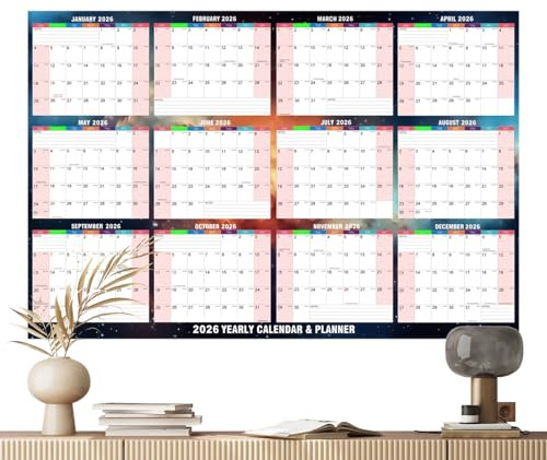 Calendario anual 2026 | 61 x 86 cm borrable en por ambos lados Check – Calendario anual 2026, calendario de pared, para lectura, salud, estudios mentales, tareas escolares, entrenamiento en casa