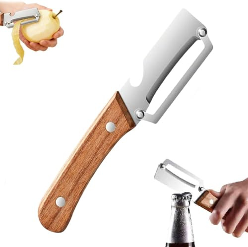 Multi-Functional Vegetable Peeler for Kitchen, 2 in 1 Stainless Steel Fruit and Vegetable Peeler with Bottle Opener, Portable for Easy Potato, Fruit & Veggie Peeling