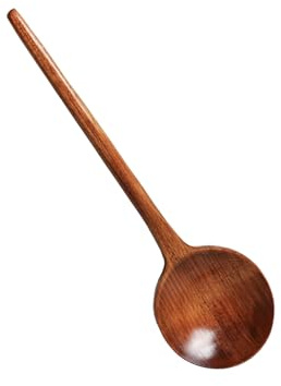 Cuchara de sopa de madera de inspiración japonesa, mango extendido, resistente al calor, herramienta de cocina para uso en interiores y exteriores, cuchara de madera para sopa