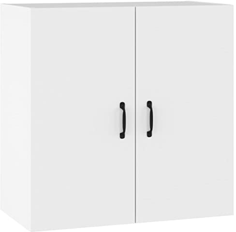 Yamxder Weißer Wandschrank 60x31x60 cm aus Holzwerkstoff Modernes Design mit 2 Türen und 60 kg Belastbarkeit platzsparend montierbar für Flur Büro Balkon und Schlafzimmer