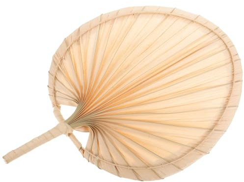Hemobllo Ventaglio a Mano Naturale in Foglia di Palma Intrecciata, Ventilatore Vintage Senza Elettricità, Comodo da Tenere, per Ufficio e Hotel in Estate
