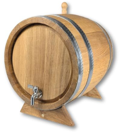 Eichenfass 20 Liter mit Edelstahlhahn – Holzfass, Whiskyfass, Weinfass & Schnapsfass | Fass für Getränke, Medium+ getoastet