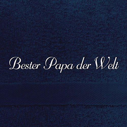 digital print Saunahandtuch mit Namen Bester Papa der Welt Bestickt, 100x180 cm, dunkelblau, extra Flauschige 550 g/qm Baumwolle (100%), Badetuch mit Namen besticken, Saunatuch mit Bestickung