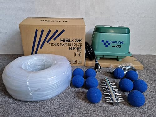 HiBlow HP-60 Komplettpaket m. Verteiler, Schlauch und Luftsteinen 60 L/min. 51W