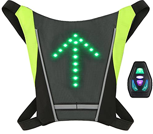 Lixada Gilet Indicatori di Direzione a LED, Gilet LED con Bande Catarifrangenti Ricaricabile USB, Telecomando Giubbotto Riflettente Regolabile per Ciclismo, Fare Correre, Gli Stili Sono Opzionali