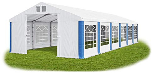 Das Company Tenda per Feste bianco-blu 6x12m Ignifugo Impermeabile 620 g/m2 PVC Telone Costruzione Winter sul Fondo e Rinforzi Tetto e dell'Ingresso tutto l'anno Tenda da Giardino