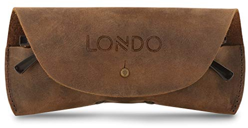 Londo Echtleder Brillenetui - Etui mit Knopfverschlusses , Brillenetui für Brillen und Sonnenbrillen, Kratzer verhindert