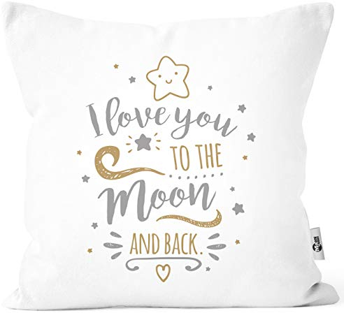 MoonWorks® Kissenbezug I Love You to The Moon and Back Liebesgeschenke Liebeserklärung weiß Unisize