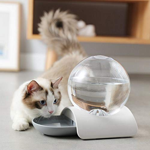 Niyregiy-Haustier Automatischer Wasserspender 2.8L für Katzen und Hunde - Große Schüssel, Stromlos, Grau