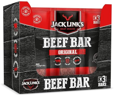 Jack Link's Protein Bar Beef Original, Pack of 30 x 22.5 g, low carb protein bar, protein bar, energy bar, snack for on the go and in the gym, fitness, high protein snack