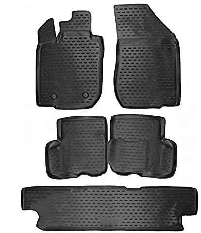 Element Gummimatten Passgenaue Fußmatten Logan MCV 2006-7sitze 4tlg, Schwarz