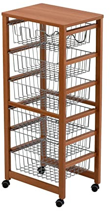 Arredamenti Italia Carrello Cucina Gustavo, Legno - 6 Cestelli - Finitura Ciliegio Ar-It il cuore del legno
