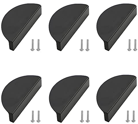 Qanye 6 Stücke Kabinett Griffe, Möbelgriff, Schrank Griffe, Möbelgriffe Schwarz, Der Achsabstand Beträgt 64 mm, Enthält 12 Schrauben, für Türen, Schubladen, Möbel, Schränke