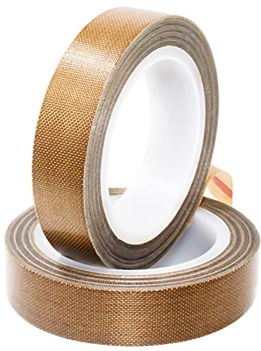 QIQN Alta Temperatura Nastro in PTFE Teflon Nastro Adesivo in Fibra di Vetro per sigillare sottovuoto sigillatura manuale o impulsi 13 mm x 10 m, 2 pezzi