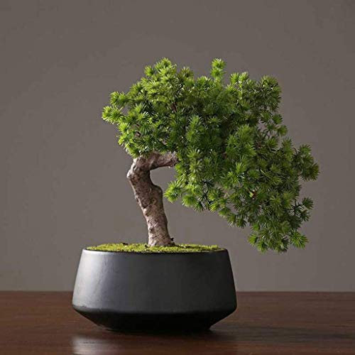 XXXXW Handmade Simulation Welcoming Pine Artificial Bonsai, Chinese Home Living Room Office Porch Green Value Ornament Decoration, Artificial Plant Fake Plant