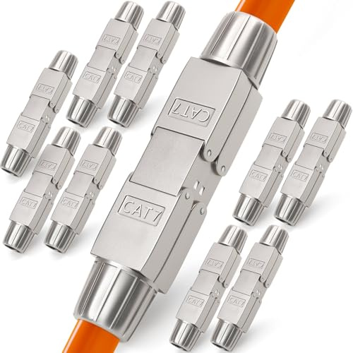 HB-DIGITAL 10x CAT 7 Netzwerkkabel Verbinder LSA werkzeugloser | CAT 7 STP, feldkonfektionierbare Kupplung, Adapter Verlängerung, für LAN Verlegekabel, Ethernet Installationskabel