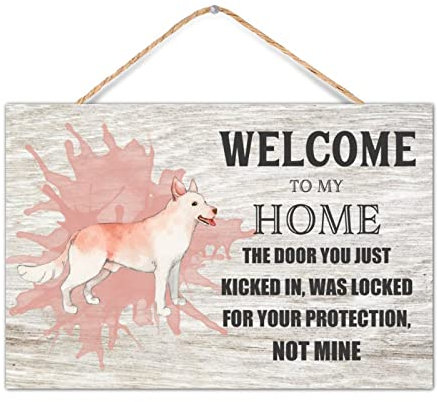 CustonCares Welcome to My Home Hunde-Veranda-Herbst-Dekoration, Hunde-Druck, Willkommens-Haustürschild, Bauernhaus-Türschild, Hochzeitsgeschenke, 30,5 x 20,3 cm